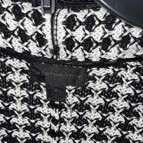 💰3 For $25 💰WORTHINGTON short HOUNDSTOOTH Cardigan SZ M​​​ - Picture 5 of 6